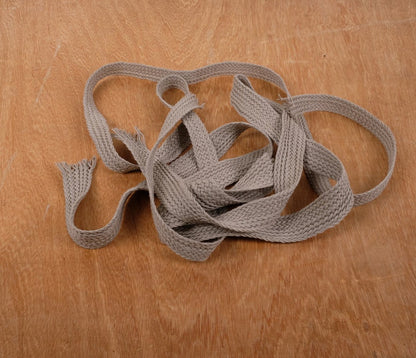 Handwoven Linen FLAT Braided trim for belts, flax cord ribbon in natural undyed linen