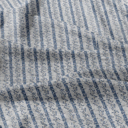 100% LINEN Fabric floral stripe block print on oatmeal linen - blue gray heavy fabric for upholstery - medium weight linen dress making 2502