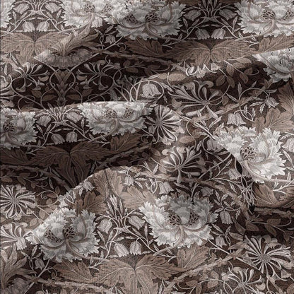 100% linen fabric William Morris Honeysuckle brown print - Victorian Art crafts - Historical pattern fabric upholstery dress making 3310