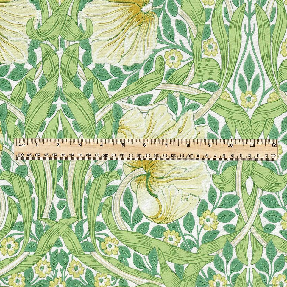 100% LINEN fabric - William Morris Pimpernel leave green - British Victorian Art Craft flax - sewing upholstery home decor or clothing 3812