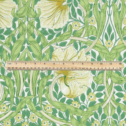 100% LINEN fabric - William Morris Pimpernel leave green - British Victorian Art Craft flax - sewing upholstery home decor or clothing 3812