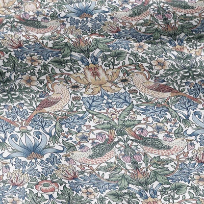 William Morris Strawberry thief 100% LINEN Art Crafts Fabric - British Victorian floral bird - home decor upholstery - clothing sewing 3730