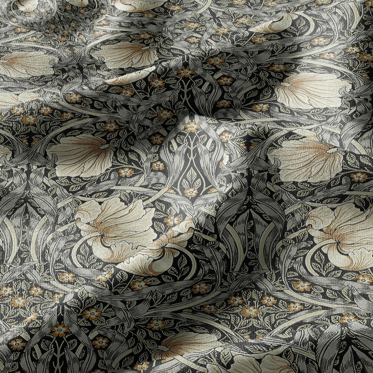100% LINEN fabric - William Morris Pimpernel sage green -  British Victorian Art Craft flax - sewing upholstery home decor or clothing 3817