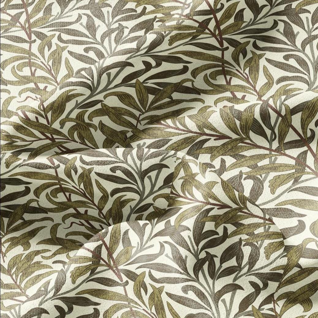 William Morris Willow Bough  100% LINEN Fabric - British linen floral upholstery home textile Victorian fabrics khaki 3220