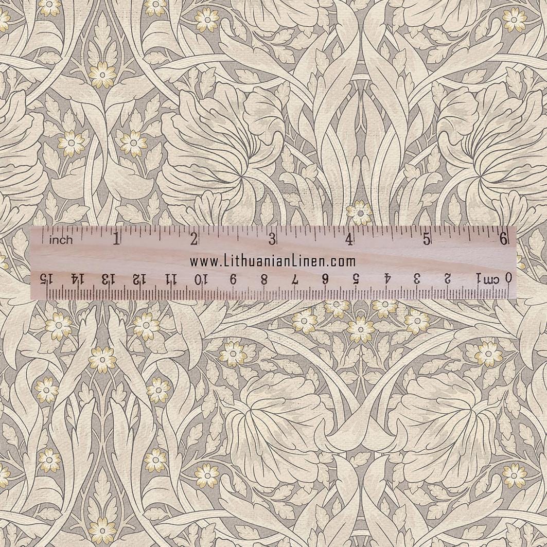 William Morris Pimpernel 100% LINEN Art and Crafts Fabric - Beige Victorian flax fabric - British historical pattern 2979B