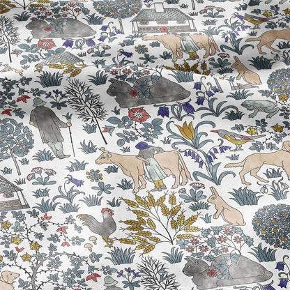 100% linen fabric - House that Jack built by Voysey - - Victorian Art crafts - Historical pattern home decor dress making 29891