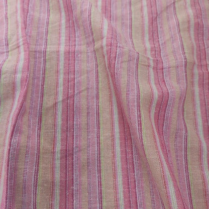 Premium Linen Santorini striped Fabric in red pink white | Medium weight multicolor stripes in red T138