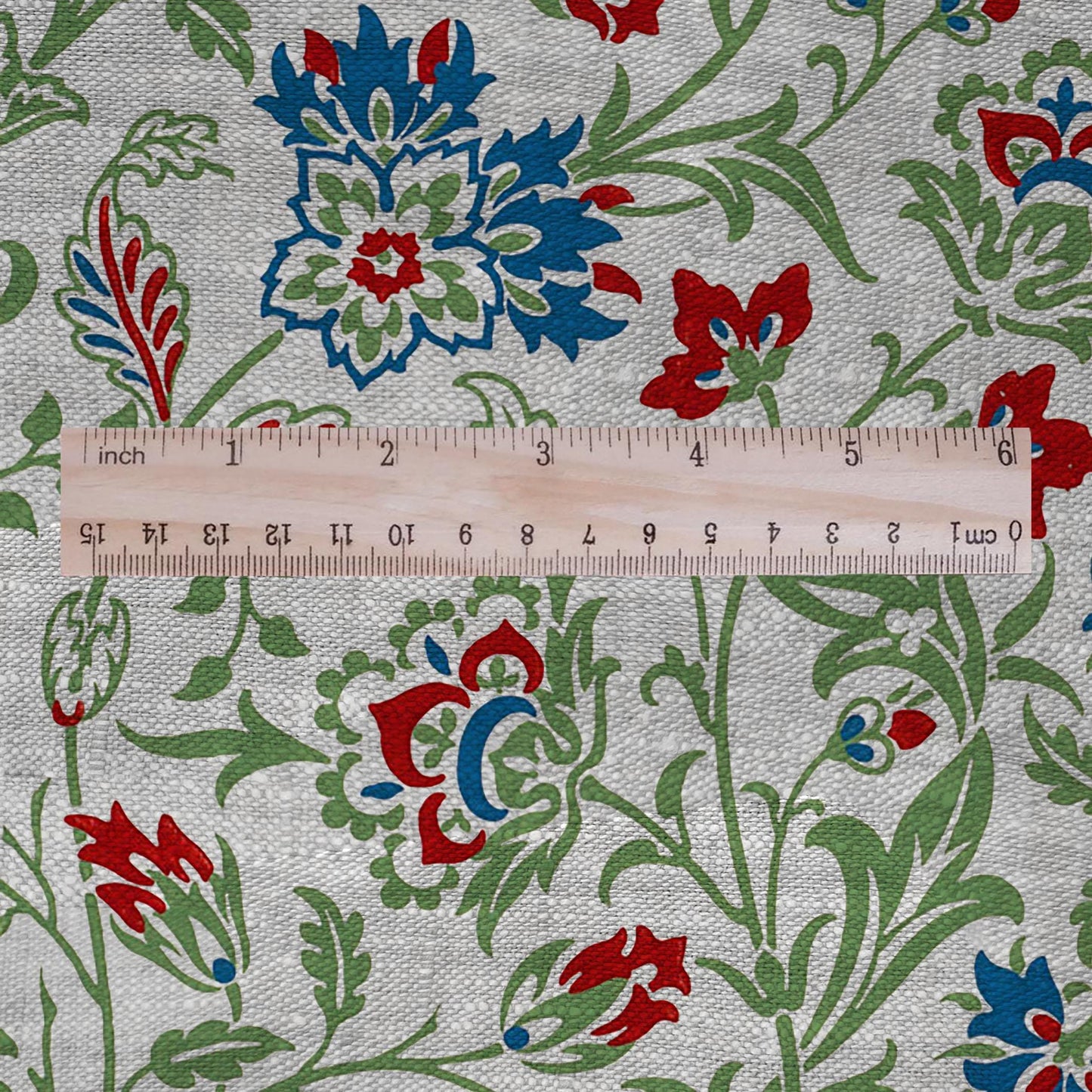 100% LINEN Fabric William Morris print  Breantwood - botanical green gray floral on oatmeal linen - modern vintage 3150