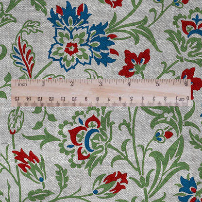 100% LINEN Fabric William Morris print  Breantwood - botanical green gray floral on oatmeal linen - modern vintage 3150