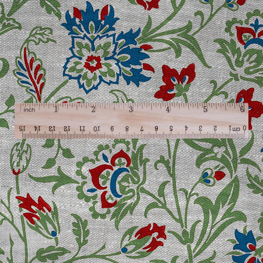 100% LINEN Fabric William Morris print  Breantwood - botanical green gray floral on oatmeal linen - modern vintage 3150