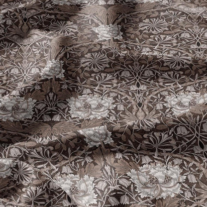100% linen fabric William Morris Honeysuckle brown print - Victorian Art crafts - Historical pattern fabric upholstery dress making 3310