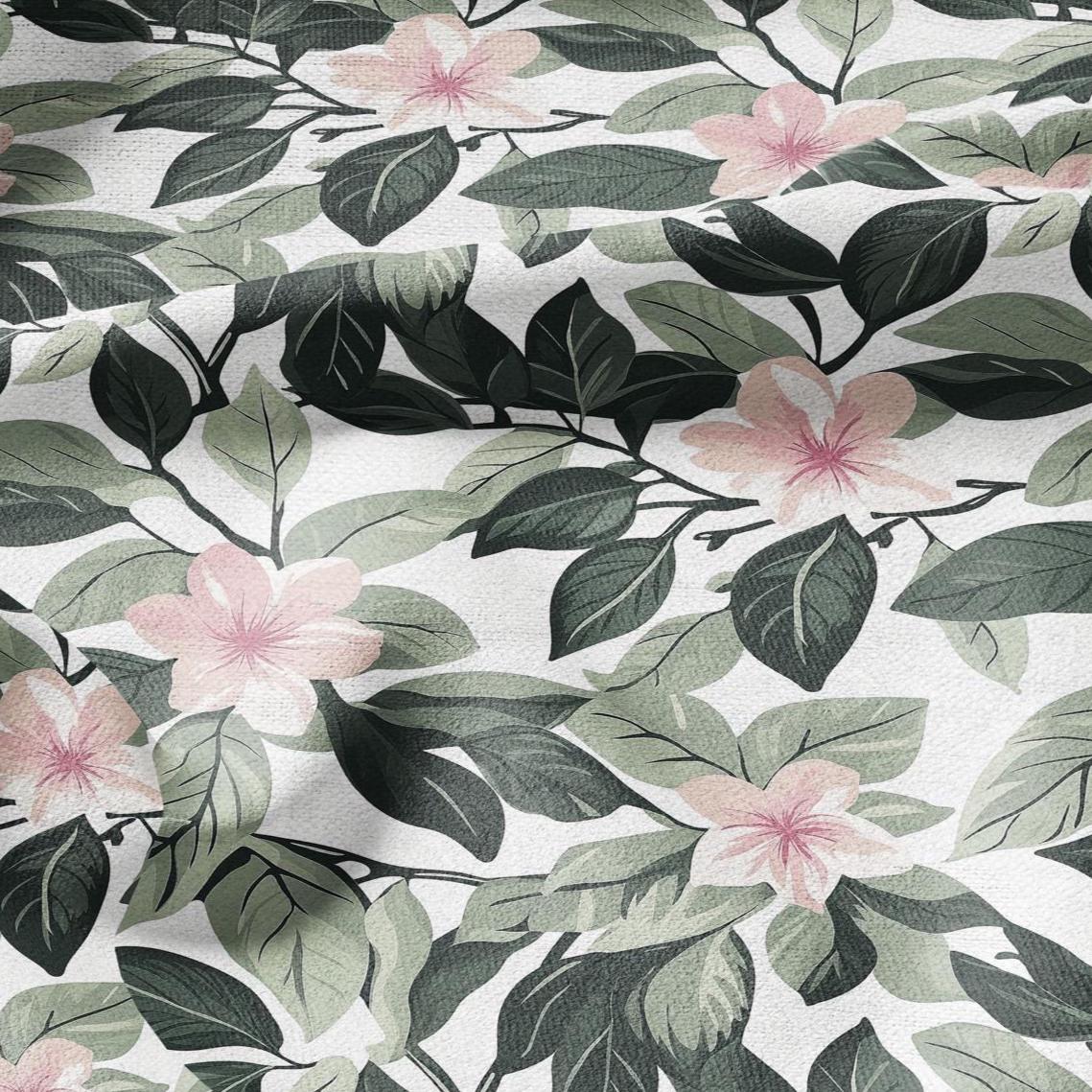 100% LINEN Fabric pink flowers - floral greenery Fabric by Yard by LithuanianLinen for upholstery dressmaking curtains home textile 2032