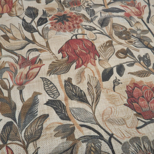 100% LINEN Fabric Vintage pattern with flowers on linen fabric - floral botanical heavy linen fabric for upholstery home decor clothing 2024