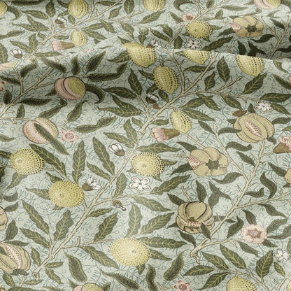 William Morris Fruits 100% LINEN Fabric pale green - British floral upholstery - lemon Pomegranate home textile Victorian fabrics 3184