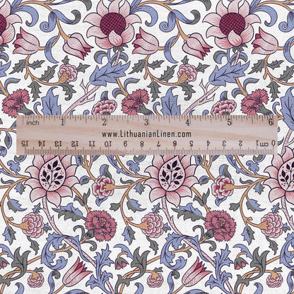 100% linen fabric William Morris Evenlode print - Victorian Art crafts blossom - Historical pattern fabric upholstery dress making 2529W