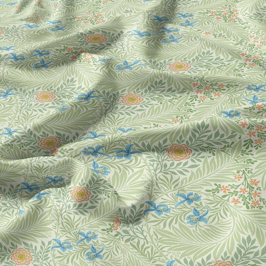 William Morris Lakspur print 100% LINEN, Victorian Art and crafts linen Fabric, Linen fabric botanical Historical upholstery home textile