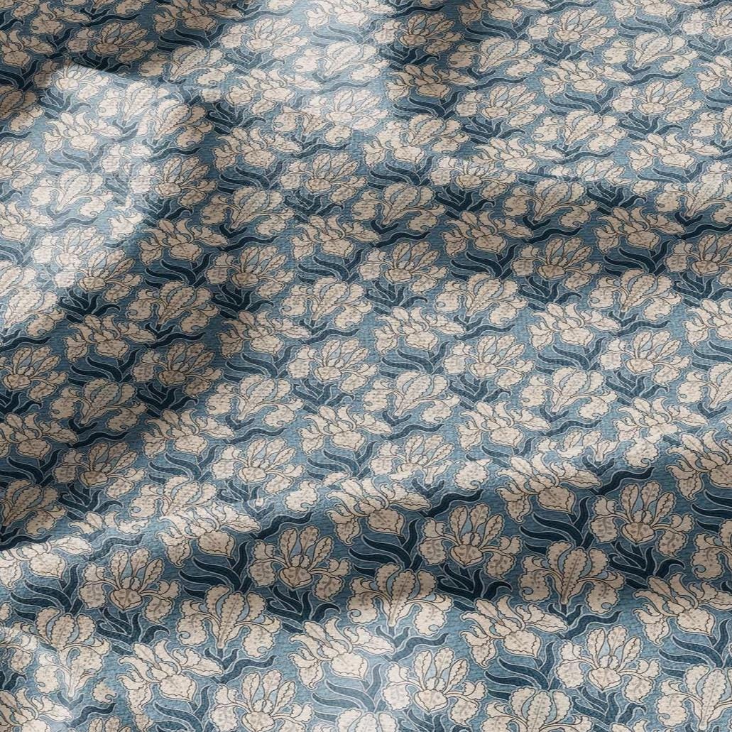 100% linen Art Nouveau Print fabric for Curtain Upholstery Cushion - Floral fabric IRIS - fabric material for dress making sewing
