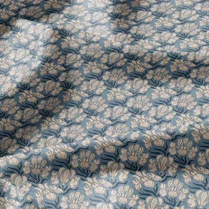 100% linen Art Nouveau Print fabric for Curtain Upholstery Cushion - Floral fabric IRIS - fabric material for dress making sewing