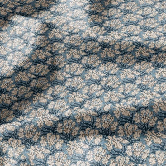 100% linen Art Nouveau Print fabric for Curtain Upholstery Cushion - Floral fabric IRIS - fabric material for dress making sewing