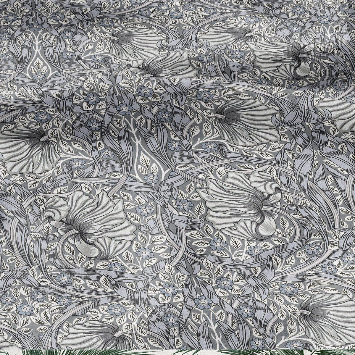 100% LINEN fabric - William Morris Pimpernel grey - British Victorian flax - sewing upholstery home decor or clothing 3815