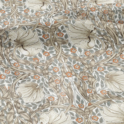 100% LINEN fabric - William Morris Pimpernel linen beige coral - British Victorian Art Craft flax - sewing home decor or clothing 3811