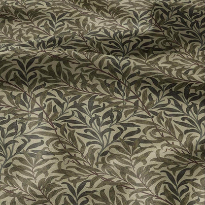William Morris Willow Bough dark khaki print 100% LINEN Fabric - British linen floral upholstery home textile Victorian fabrics 3203