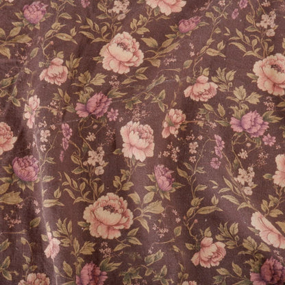100% LINEN Fabric Provance peonies brown, linen fabric with floral print, heavy linen fabric for upholstery home decor clothing