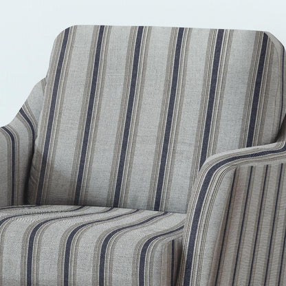 100% LINEN Fabric UPHOLSTERY 12oz - Belgian ticking stripe on natural taupe grey linen - Modern vintage stripe upholstery 2969