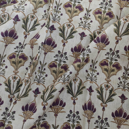 100% LINEN Fabric queen Victoria print linen - regency linen botanical fabric for upholstery home decor dress making