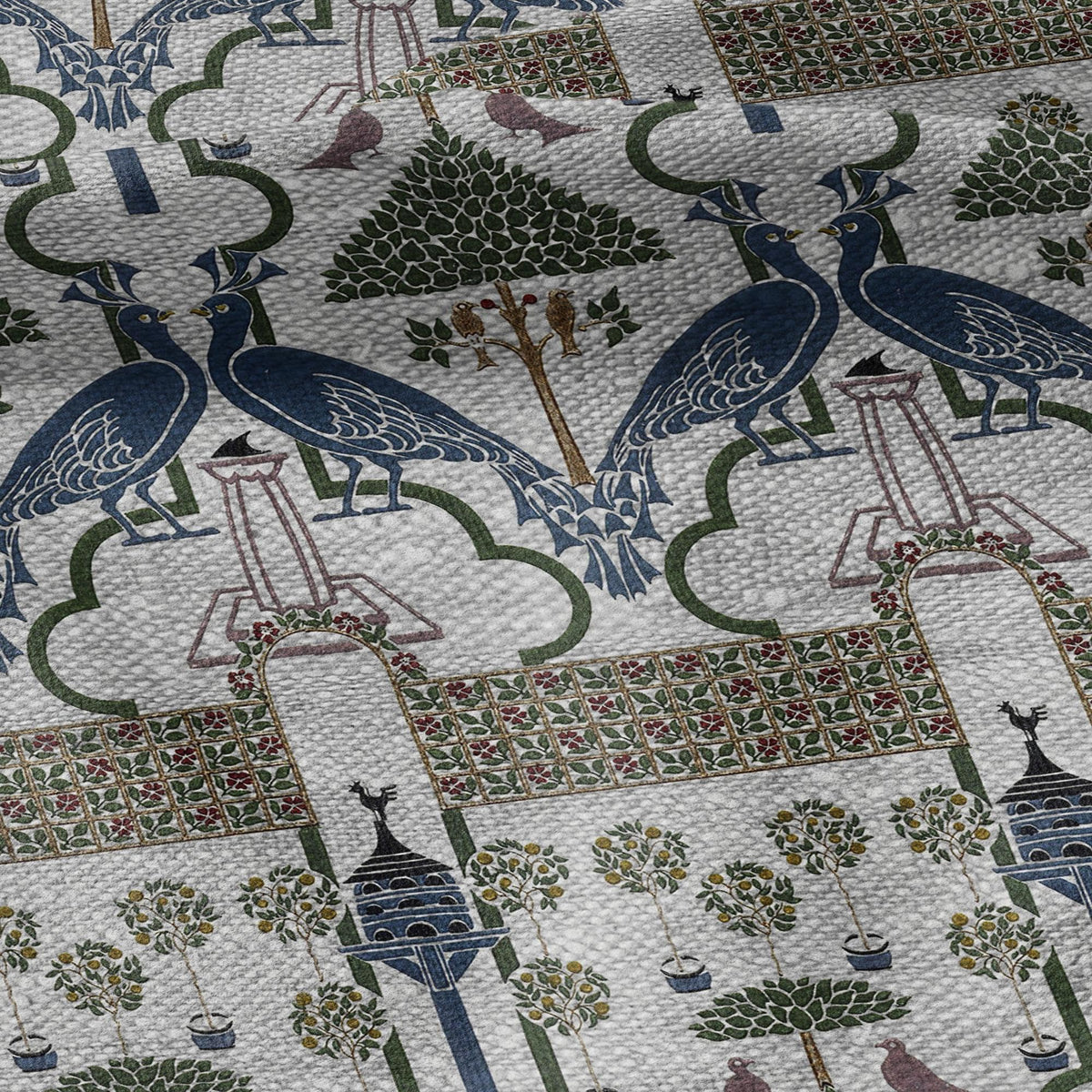100% linen fabric - The Squire's Garden by Voysey - Victorian Art crafts - Historical pattern home decor dress making 3621