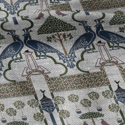 100% linen fabric - The Squire's Garden by Voysey - Victorian Art crafts - Historical pattern home decor dress making 3621