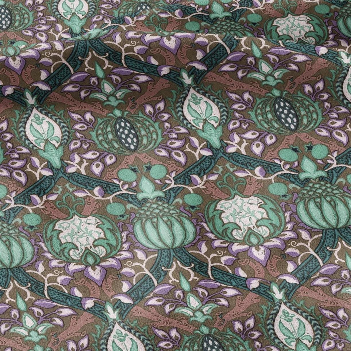 100% LINEN Fabric William Morris Granada gray print - British linen floral upholstery home textile Victorian fabrics 3216