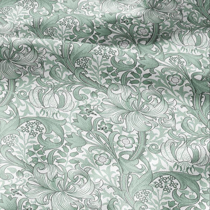 William Morris Golden Lily sage green 100% LINEN Fabric - British linen floral upholstery home textile Victorian fabrics 3234