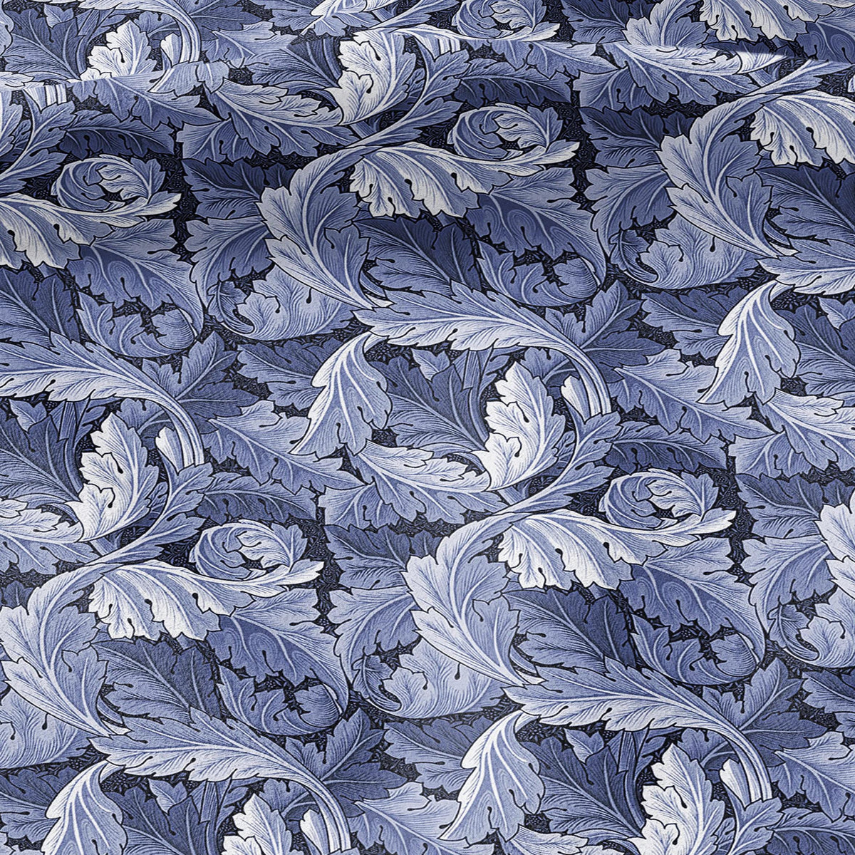 William Morris Acanthus blue print on 100% LINEN - Victorian Art crafts linen Fabric - botanical Historical upholstery home textile 3635