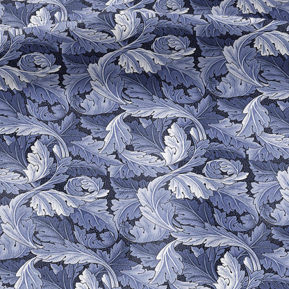 William Morris Acanthus blue print on 100% LINEN - Victorian Art crafts linen Fabric - botanical Historical upholstery home textile 3635