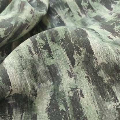 100% LINEN Fabric Abstract Wasi Sabi , green print