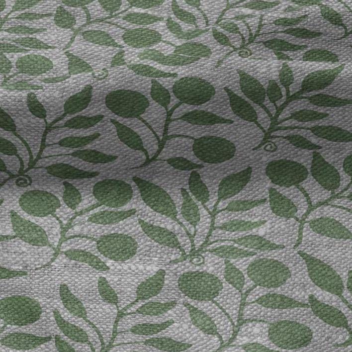 100% LINEN Fabric William Morris Rosehip sage green gray - oatmeal linen fabric with botanical print - Victorian Art Craft Historical 3268