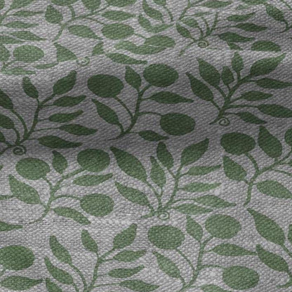 100% LINEN Fabric William Morris Rosehip sage green gray - oatmeal linen fabric with botanical print - Victorian Art Craft Historical 3268