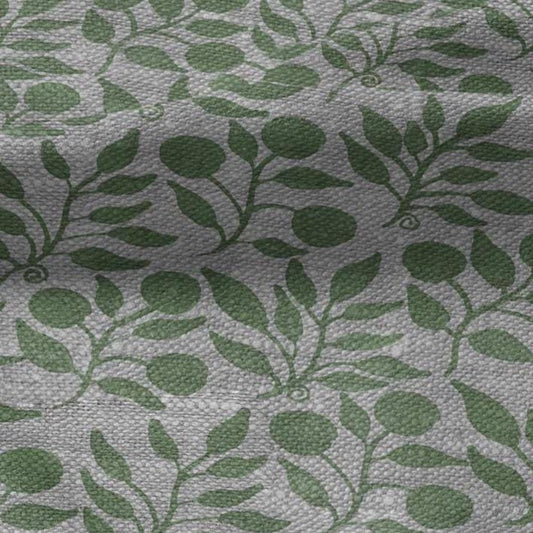 100% LINEN Fabric William Morris Rosehip sage green gray - oatmeal linen fabric with botanical print - Victorian Art Craft Historical 3268