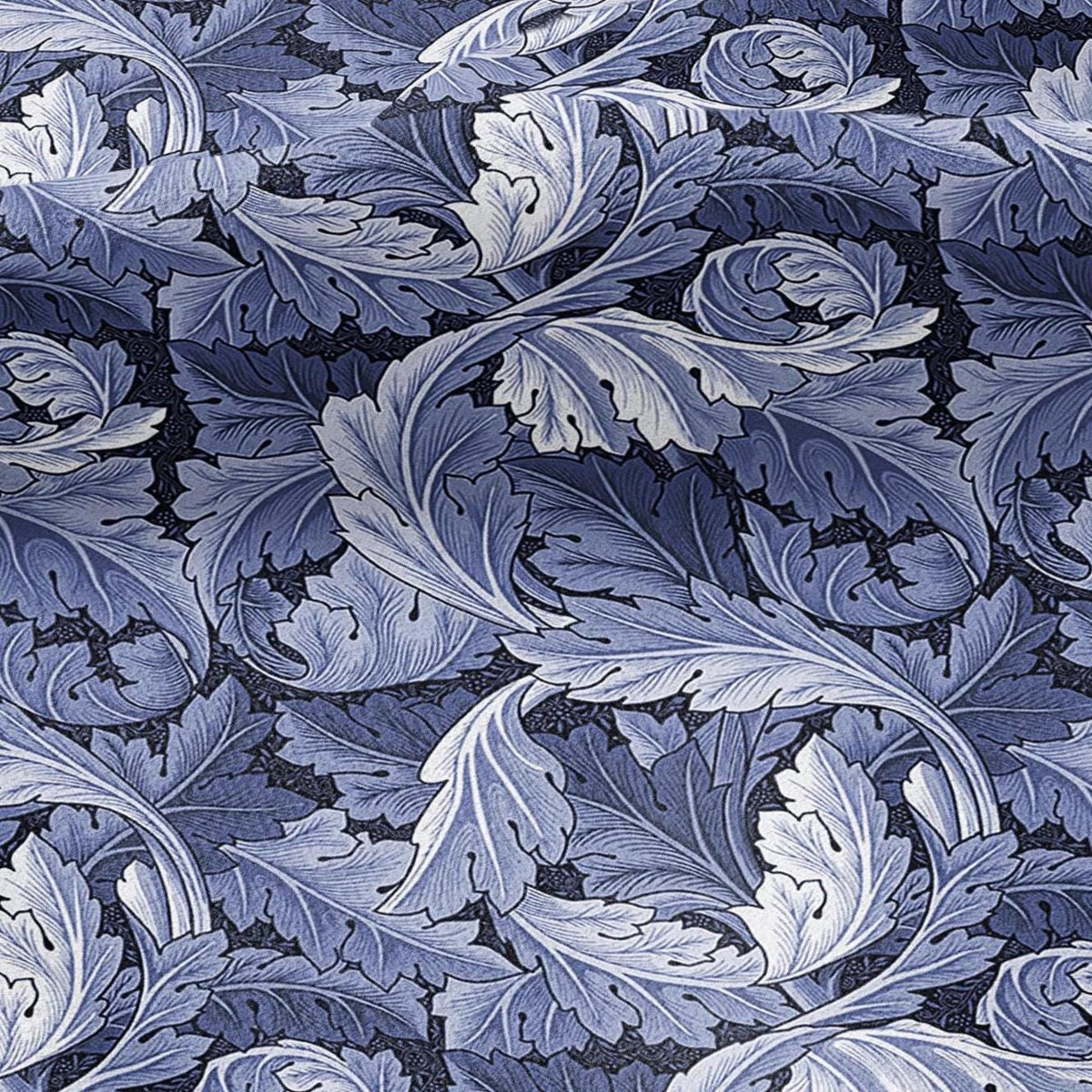 William Morris Acanthus blue print on 100% LINEN - Victorian Art crafts linen Fabric - botanical Historical upholstery home textile 3635