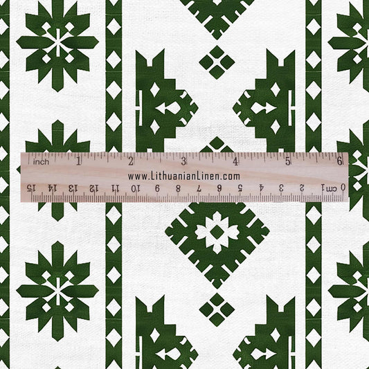 100% LINEN Fabric green stripe geometric block print - modern vintage floral linen fabric for upholstery or home decor 2822