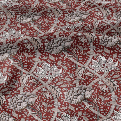 William Morris Windrush red print on 100% LINEN - Victorian Art crafts linen Fabric - botanical Historical upholstery home textile