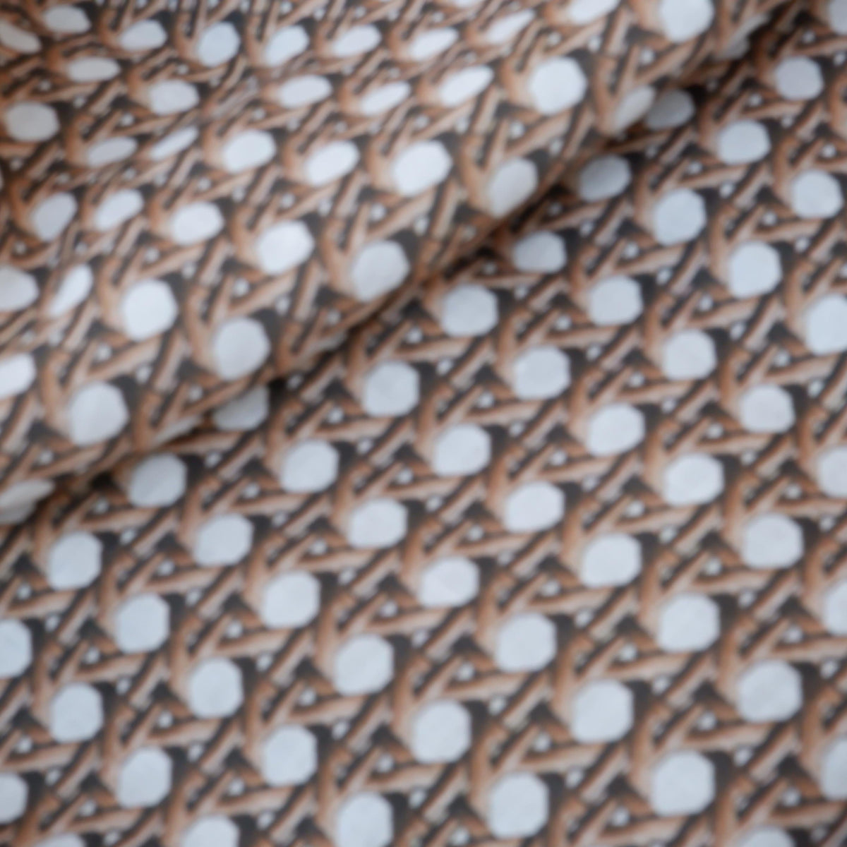100% LINEN Fabric brown bamboo trellis - botanical textile artisan fabrics blue white 3686