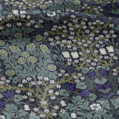 William Morris Blackthorn 100% LINEN Fabric - British linen floral upholstery home textile Victorian fabrics blue green 3171