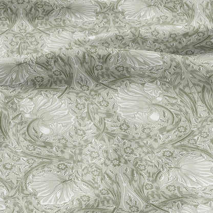 100% LINEN fabric - William Morris Pimpernel light green - British Victorian flax - sewing upholstery home decor or clothing 3807