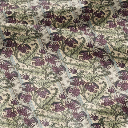 100% linen Thistle prints fabric for Curtain Upholstery Cushion - wildflower Art deco flower print fabric for dress making sewing