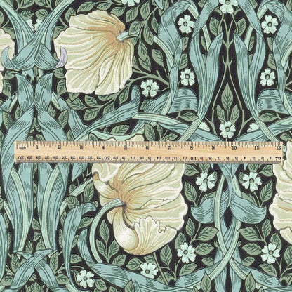 100% LINEN fabric - William Morris Pimpernel aqua green - British Victorian Art Craft flax - sewing upholstery home decor or clothing 3824