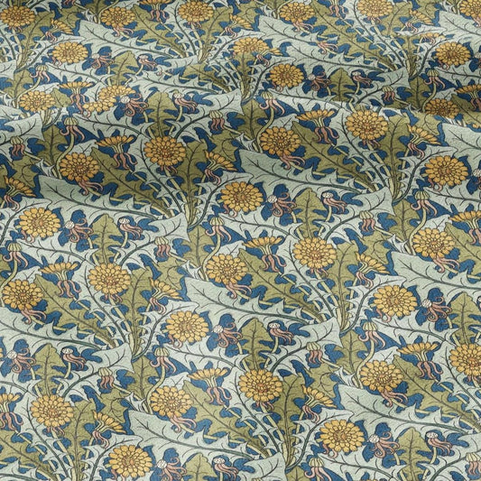 100% linen Art Nouveau Print fabric for Curtain Upholstery Cushion - Floral fabric Poppy red - for dress making sewing 2478