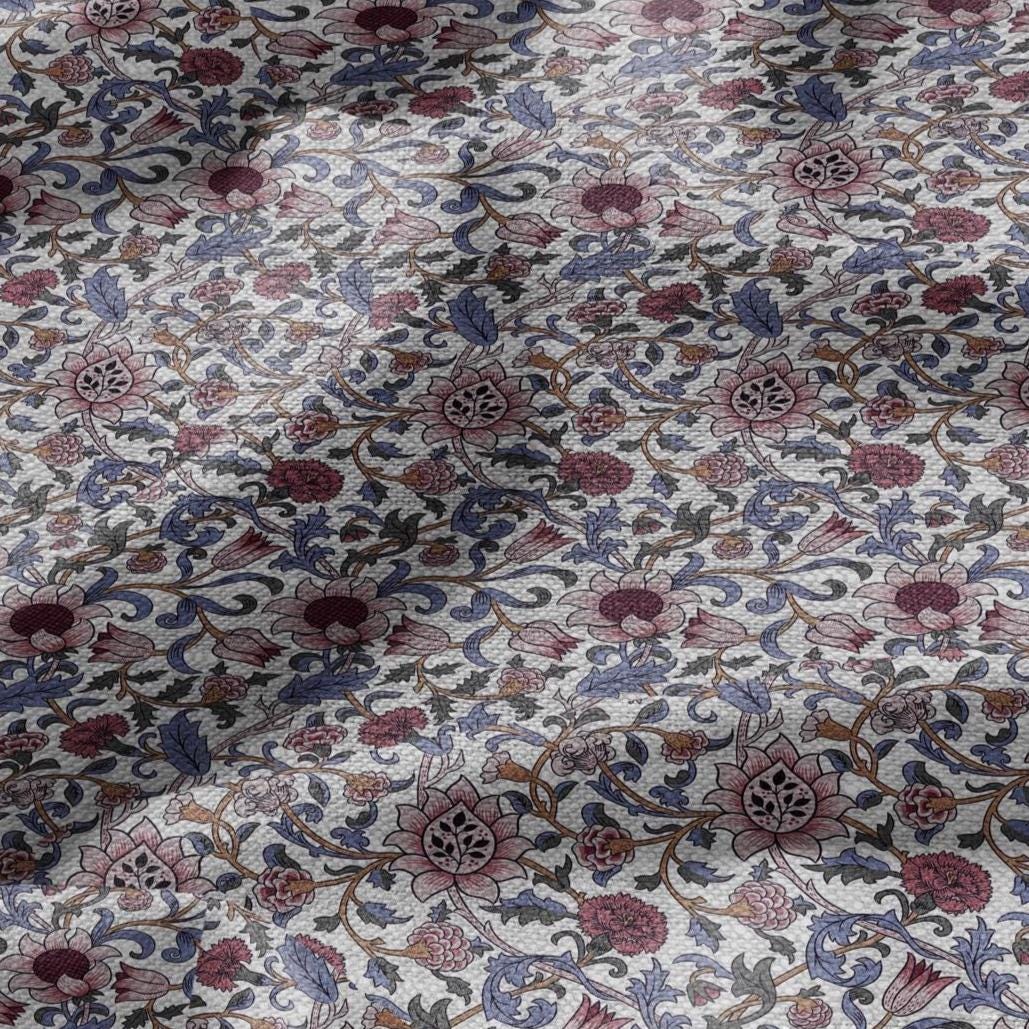 100% linen fabric William Morris Evenlode pink print - Victorian Art crafts - Historical pattern fabric upholstery dress making 2529