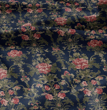 100% LINEN Fabric Regency navy - french floral linen Fabric by the Yard by LithuanianLinen for upholstery dressmaking curtains home textile